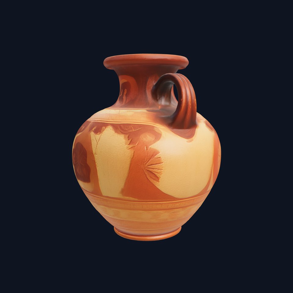 Ancient Amphora Curved Handle Textured model pack